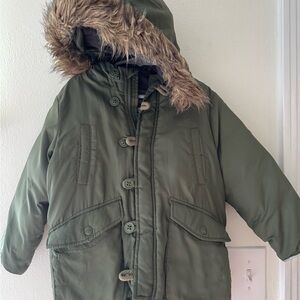 GAP Kids Olive Green Hooded Puffer Coat size 4